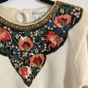 Eminent Beautiful Embellished Cream Sweater